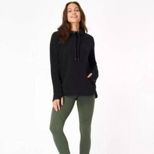 Sweaty Betty Sustainable Escape Luxe Fleece Black Cowl Neck Hoodie Women’s XS